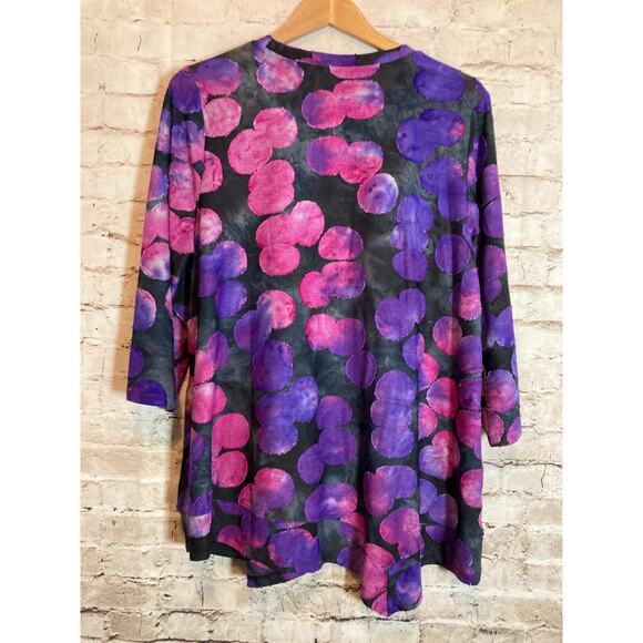LOGO Lori Goldstein Tunic Top Womens‎ Large Purple Watercolor Tetured Polka Dots - Picture 13 of 15